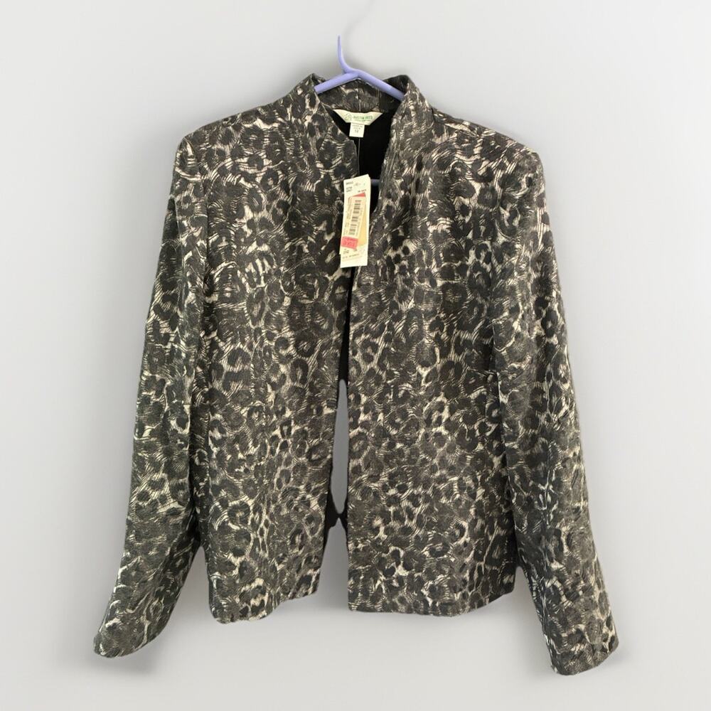 Austin Reed Womens Textured Leopard Print Open Blazer Jacket Lined Sz 12 New
